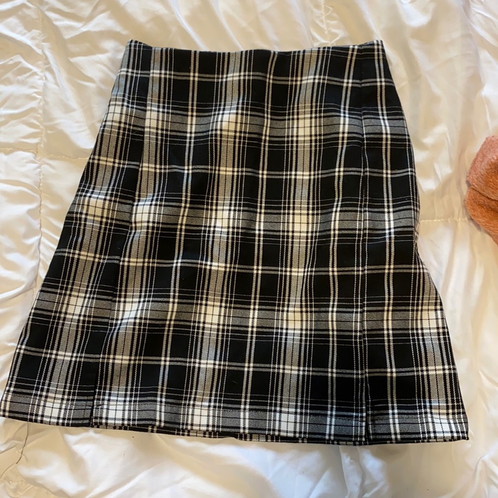 black plaid mini skirt from Brandy